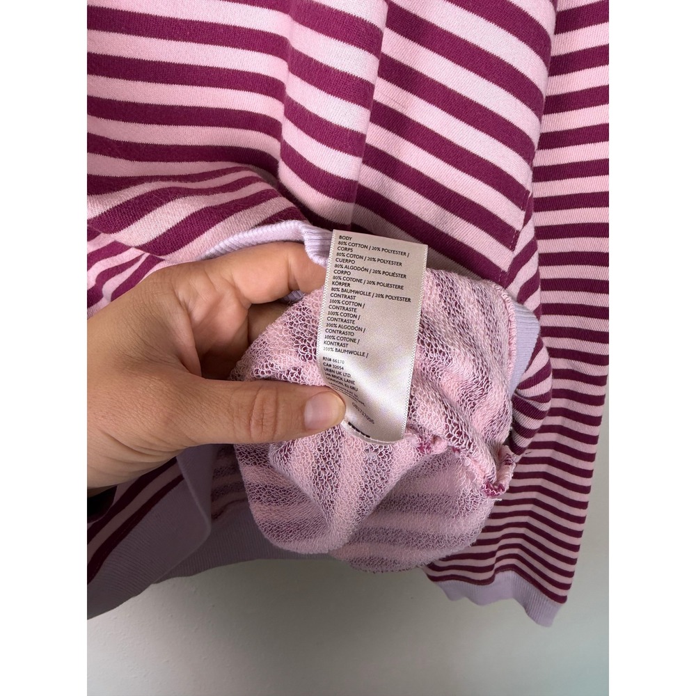 FREE PEOPLE Boho Sweatshirt Twee Loungewear Women Large Pink Striped Oversized - Picture 6 of 6
